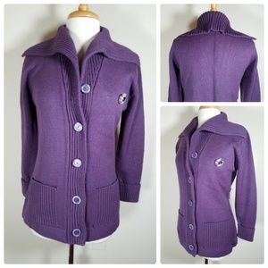Fashion Imports Plum Purple Cardigan Vintage Mod
